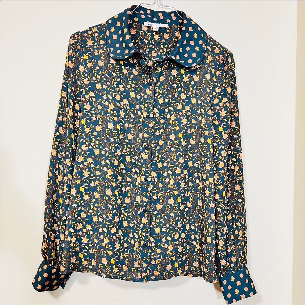 NWOT DR2 Vintage Style Floral Button Down Dress Shirt Size XS